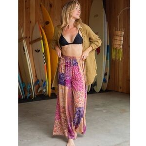 NATURAL LIFE go with the flow patchwork pants XL wide leg boho floral